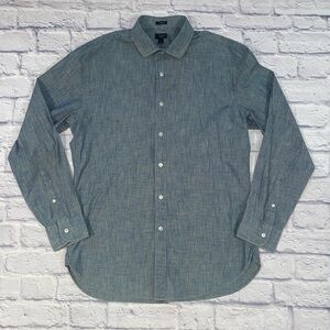 J. Crew Ludlow Chambray Cotton Shirt, Blue, Mens Size L.